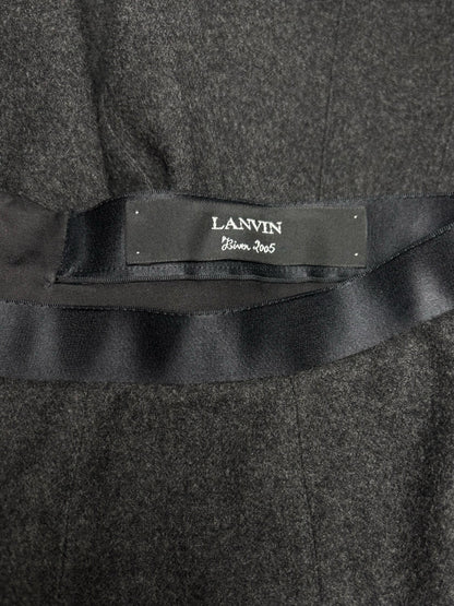Women Size 38 French Lanvin Charcoal Wool Cashmere Vintage Pre-Owned Midi Skirt