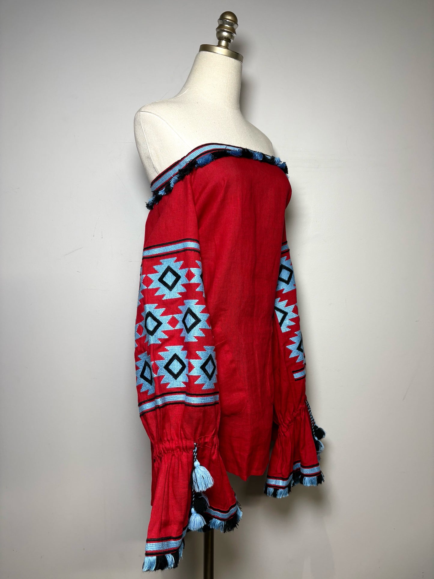 Women Size S March II Red, Blue Embroidered Women's Dress