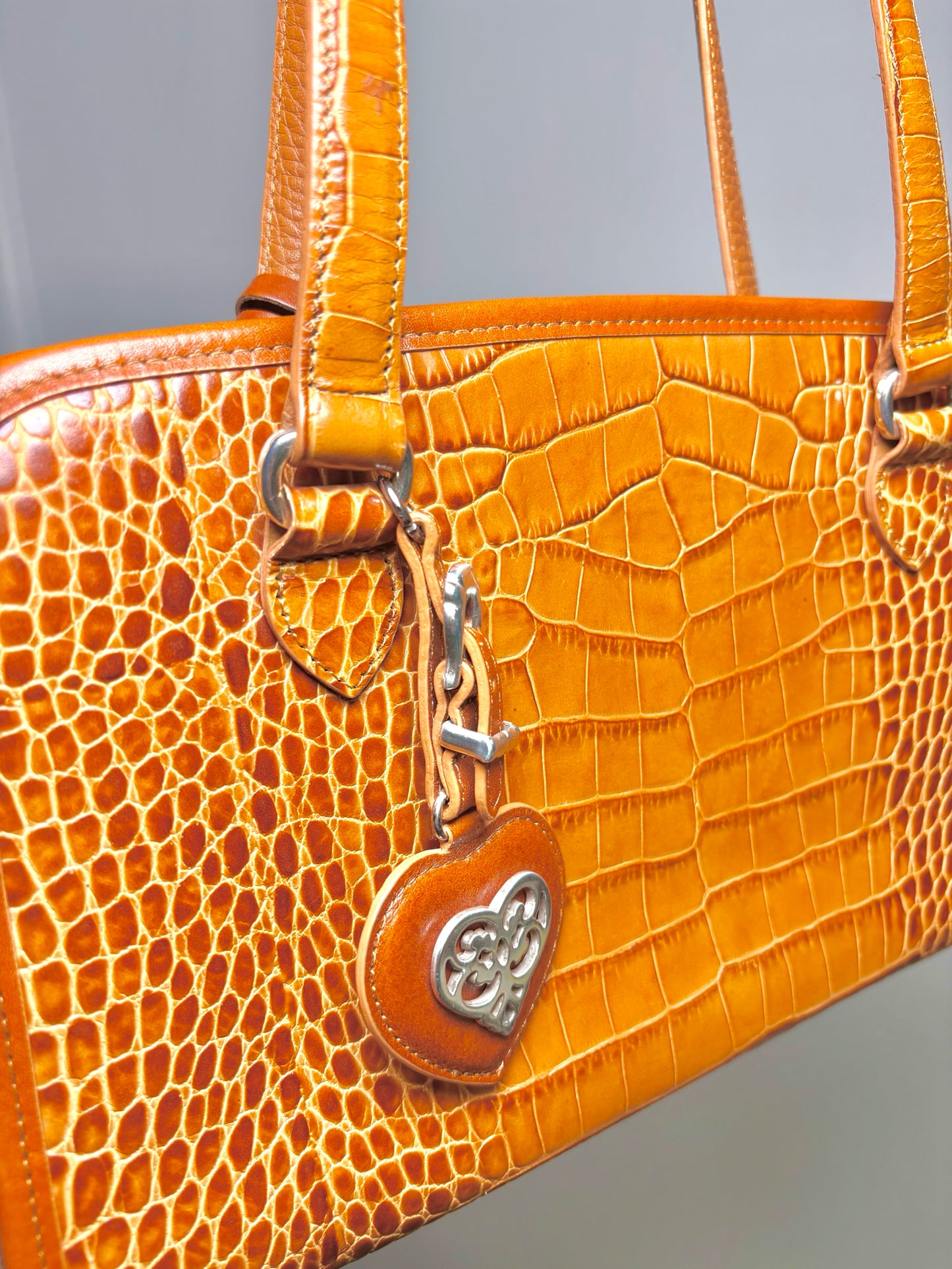 Leather Brighton Croc Embossed Leather Brown Small Purse