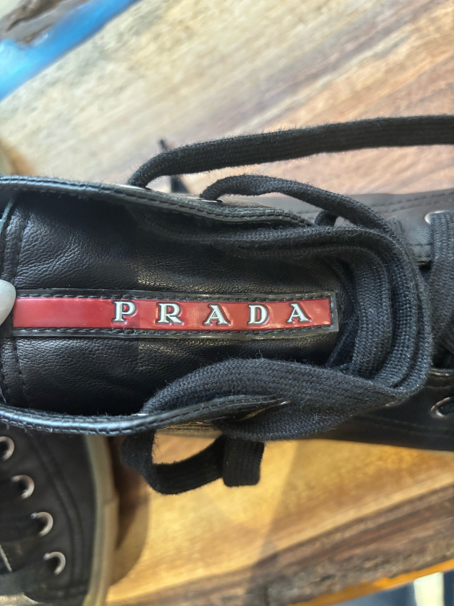 W Shoe Size 40 (10, US) Prada Black Nappa Leather high Top Sneakers