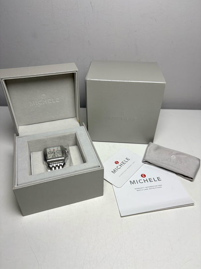 Michele Deco Panthere Bracelet Chronograph Sterling Silver Pre-owned Watch
