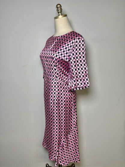 Women Size 8 (M) Marni Pink, Black Print Drop Waist Pre-owned Dress