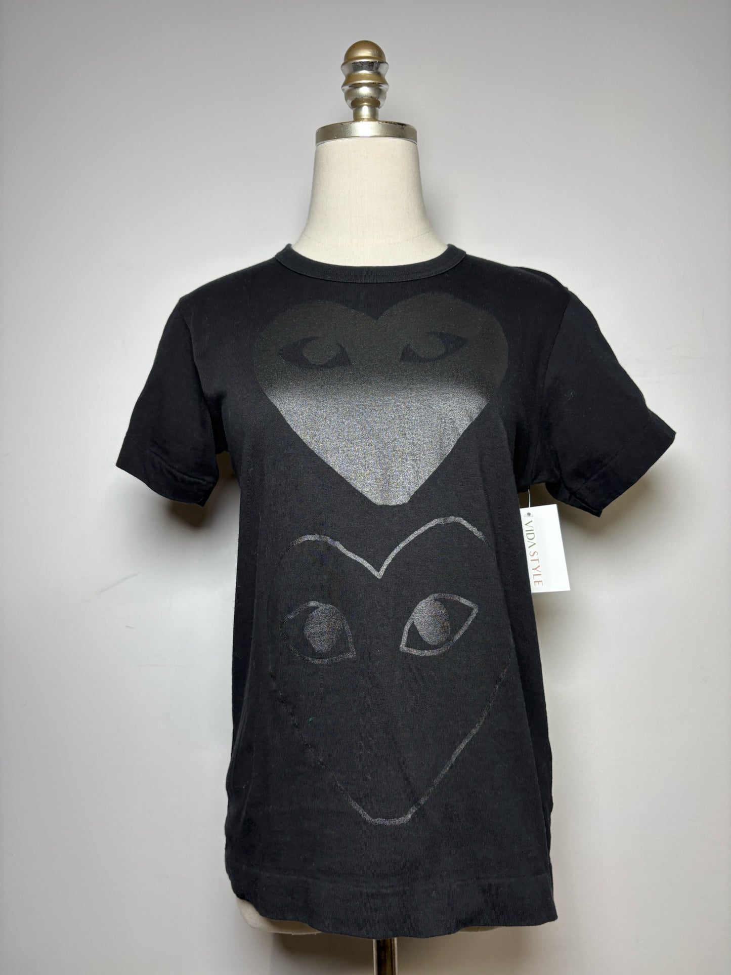 Women Size L Comme des Garcon PLAY Black Heart Pure Cotton Pre-owned T-shirt