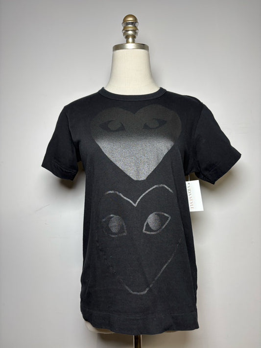 Women Size L Comme des Garcon PLAY Black Heart Pure Cotton Pre-owned T-shirt