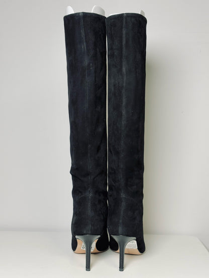 W Shoe Size 8.5 Veronica Beard Black Leather Suede Lexington Boots