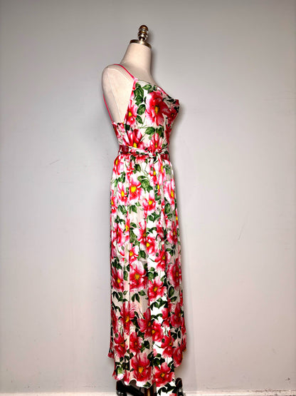 Women Size 2 Alice + Olivia White, Pink, Green Floral Silk Blend Pre-owned Dress