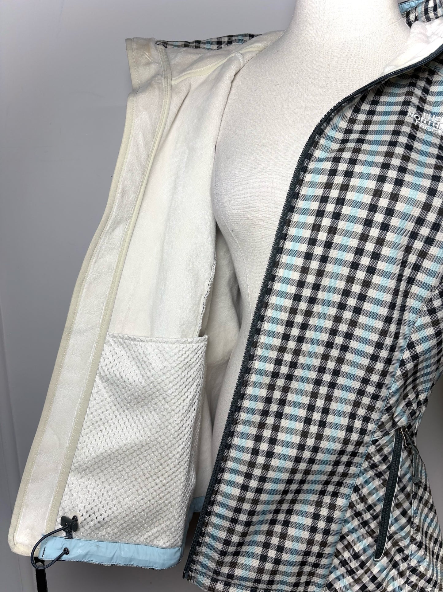 Women Size L North Face "Apex Soft Shell Jacket" Gingham Coat