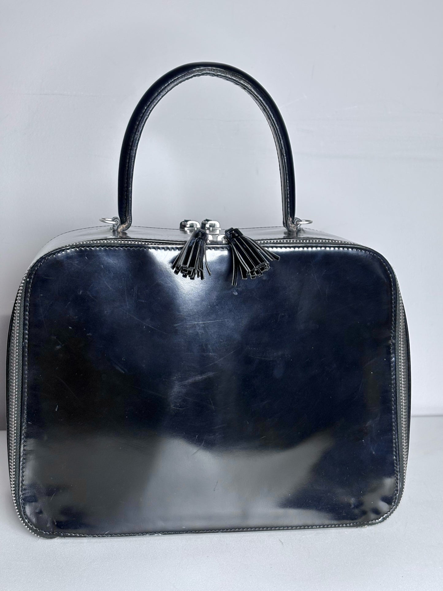 Anya Hindmarch London Solid Vintage Pre-owned Black Patent Purse