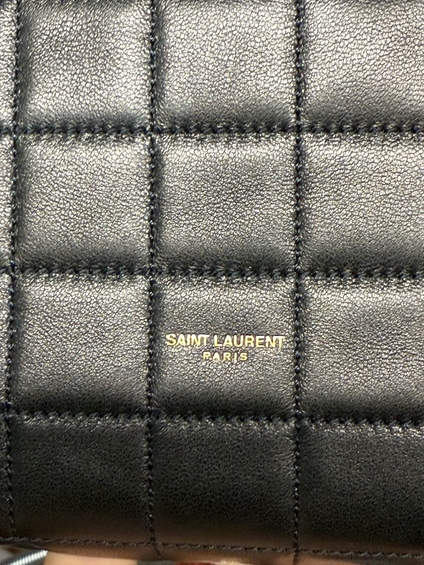 Saint Laurent Quilted Leather Black Lambskin Carr Shopping Bag