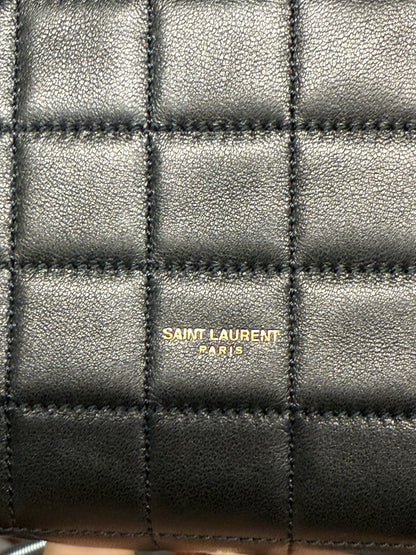 Saint Laurent Quilted Leather Black Lambskin Carr Shopping Bag