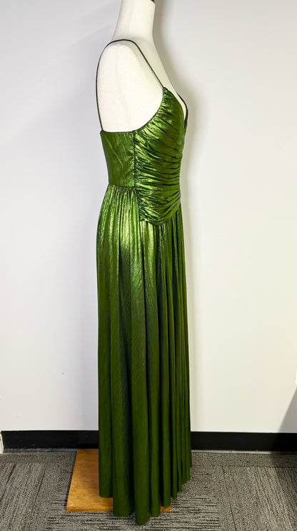 Women Size S Retrofete Green Metallic Gown