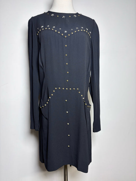 Women Size 40 (S) Isabel Marant Krista Black Star Studs Viscose Blend Mini Dress | Pre-owned