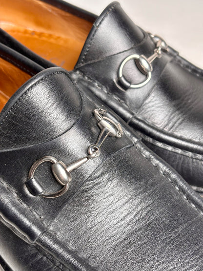 W Shoe Size 8 Gucci Black Leather Horebit Pre-owned Loafers