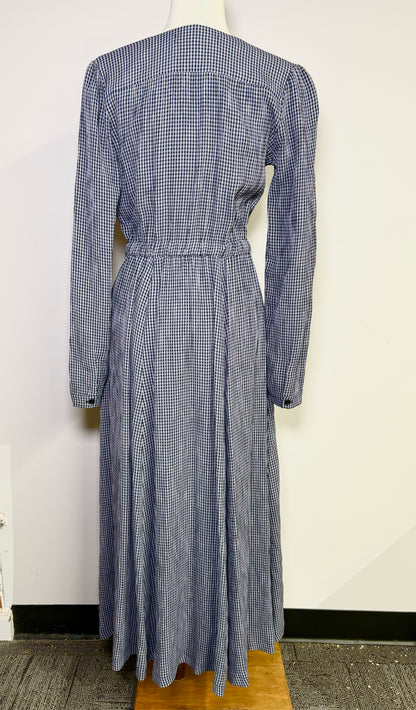 Women Size M Christy Dawn Multi-Color Micro-check Midi Dress