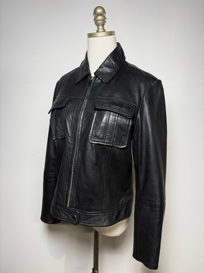 Women Size L Bod & Christensen Black Pure Leather Pre-Owned Jacket