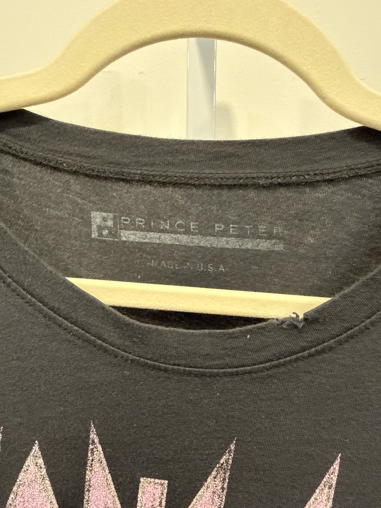 Women Size M Prince Peter Black Graphic Print Pre-owned 100% Cotton T-shirt