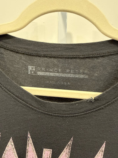 Women Size M Prince Peter Black Graphic Print Pre-owned 100% Cotton T-shirt