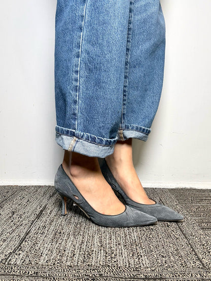 W Shoe Size 39 Manolo Blahnik Rela Grey Suede Pre-owned Pump