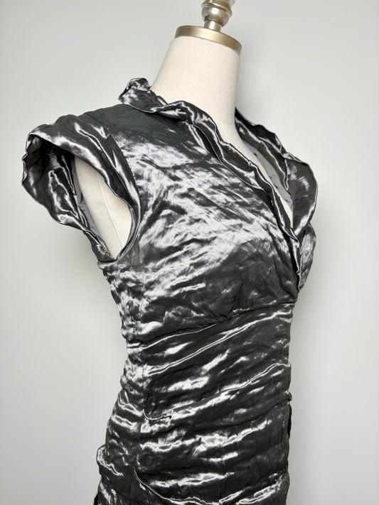 Women Size 12 Nicole Miller Gray Solid Polyester Blend Dress