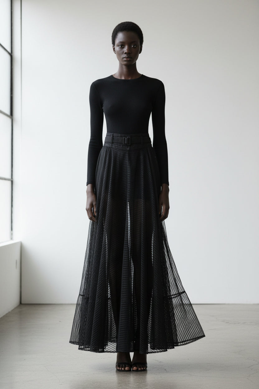 Women Size S Nu Black Black Sheer Maxi Special Occasion Skirt