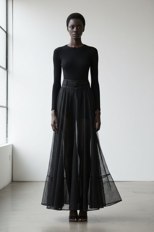 Women Size S Nu Black Black Sheer Maxi Special Occasion Skirt