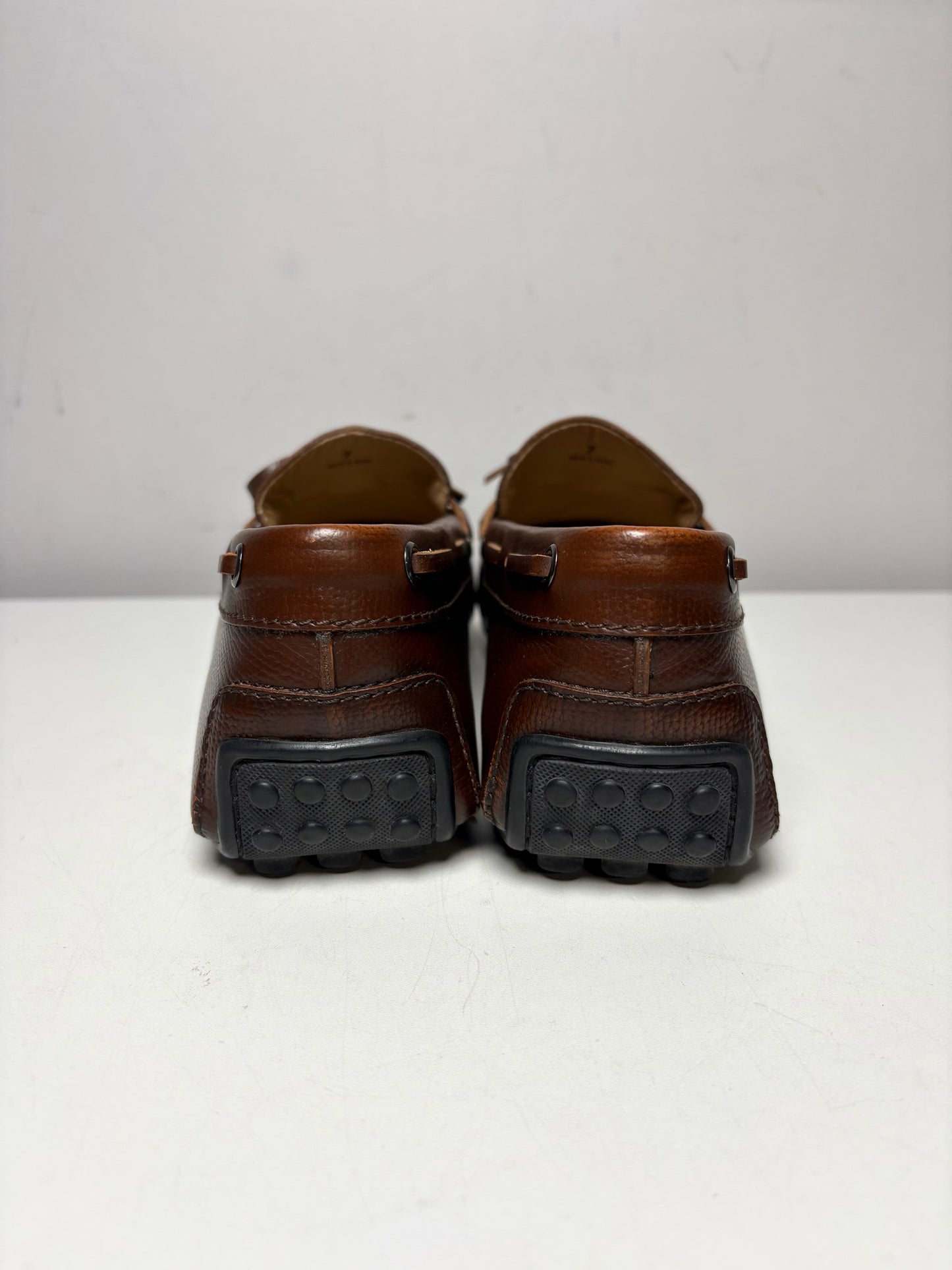 Men Shoe Size 7 Tod's Brown Leather Pre-Owned Gommino Driving Loafers