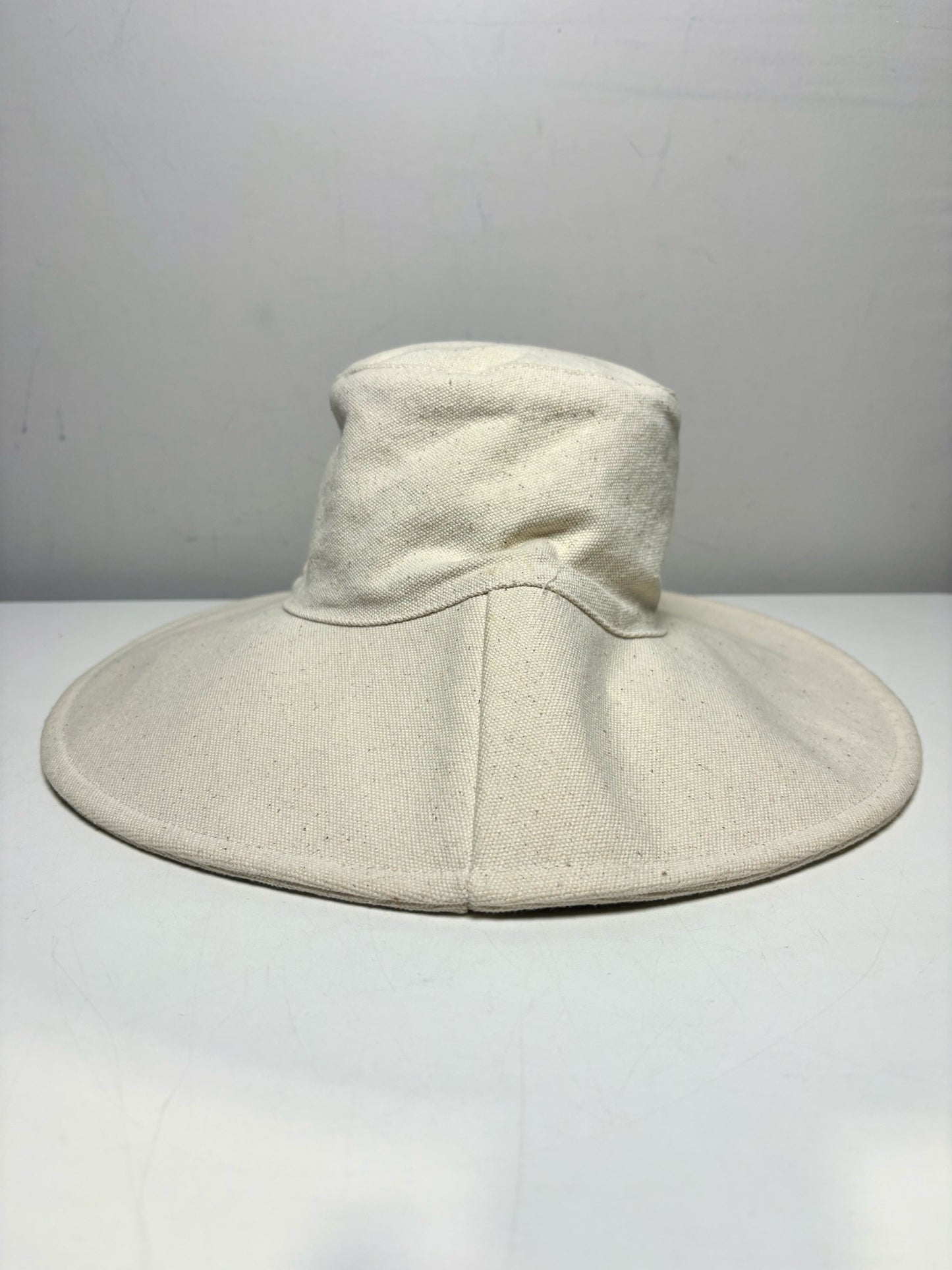 Women Small Jenni Kayne Cream Cotton Pre-Owned Floppy Wide Brim Hat
