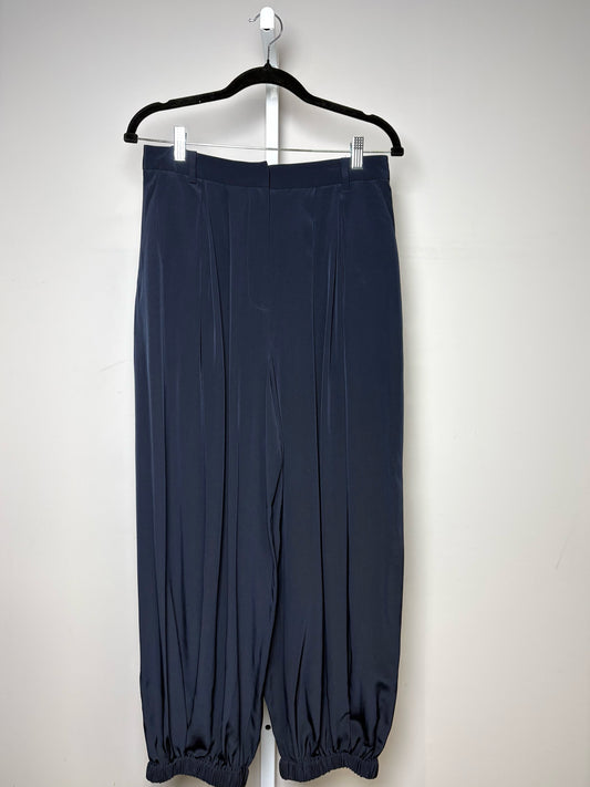 Women Size 6 Tibi Navy Blue Balloon 100% Silk Pre-owned Pants