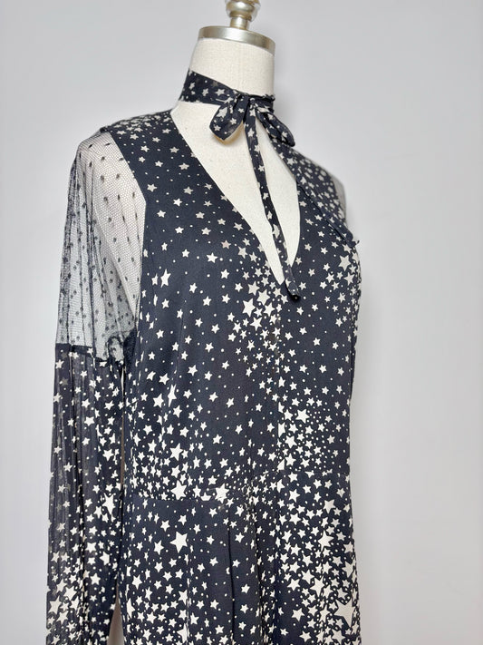 Women Size 46 Red Valentino Black Stars Polyester Jumpsuit