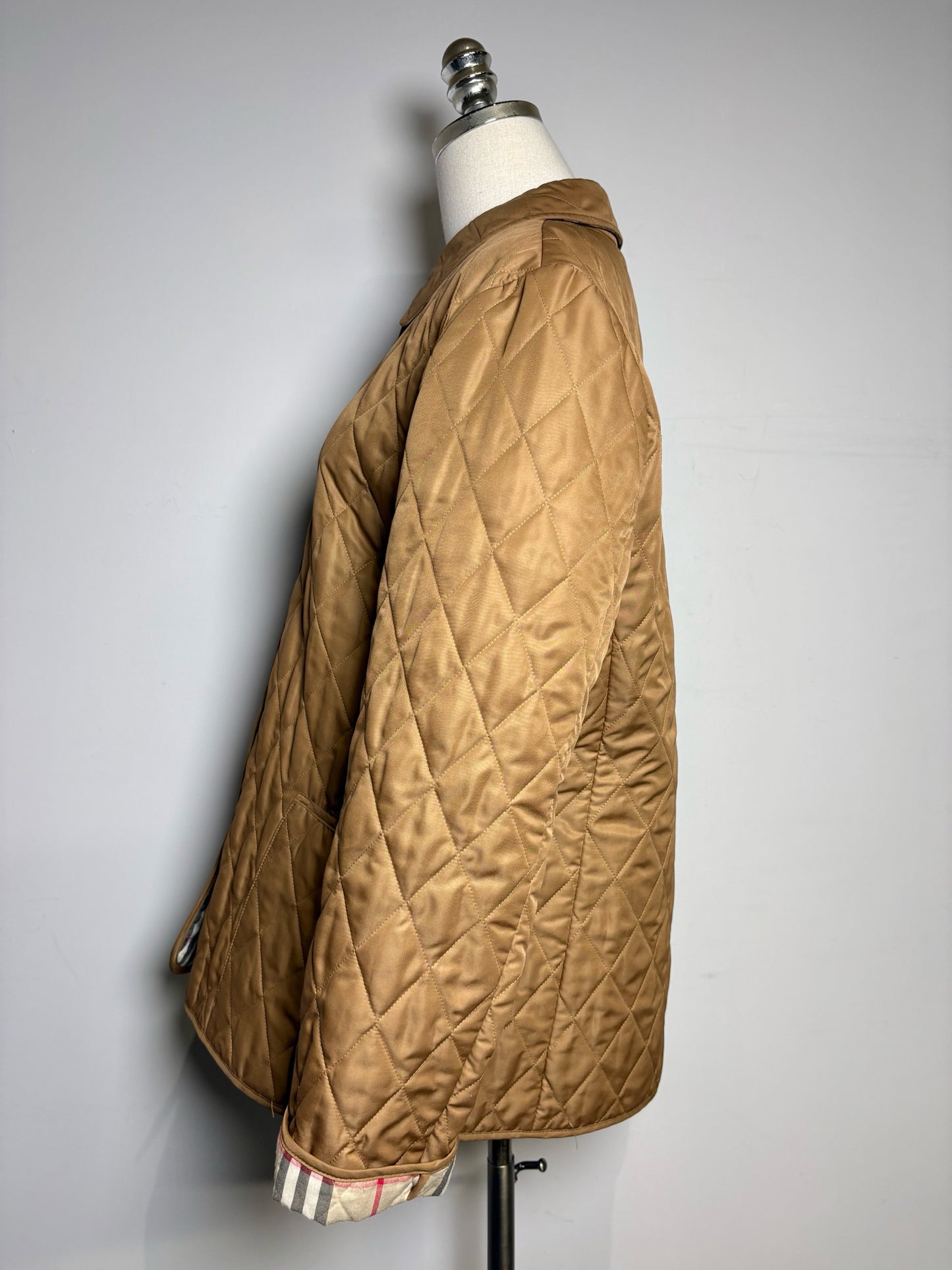 Pre-Owned Burberry Caramel Brown Quilted Women's Polyester Jacket Size L