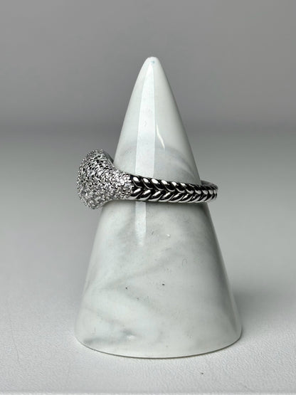 David Yurman Chevron Pinky 18K White Gold Pinky Ring