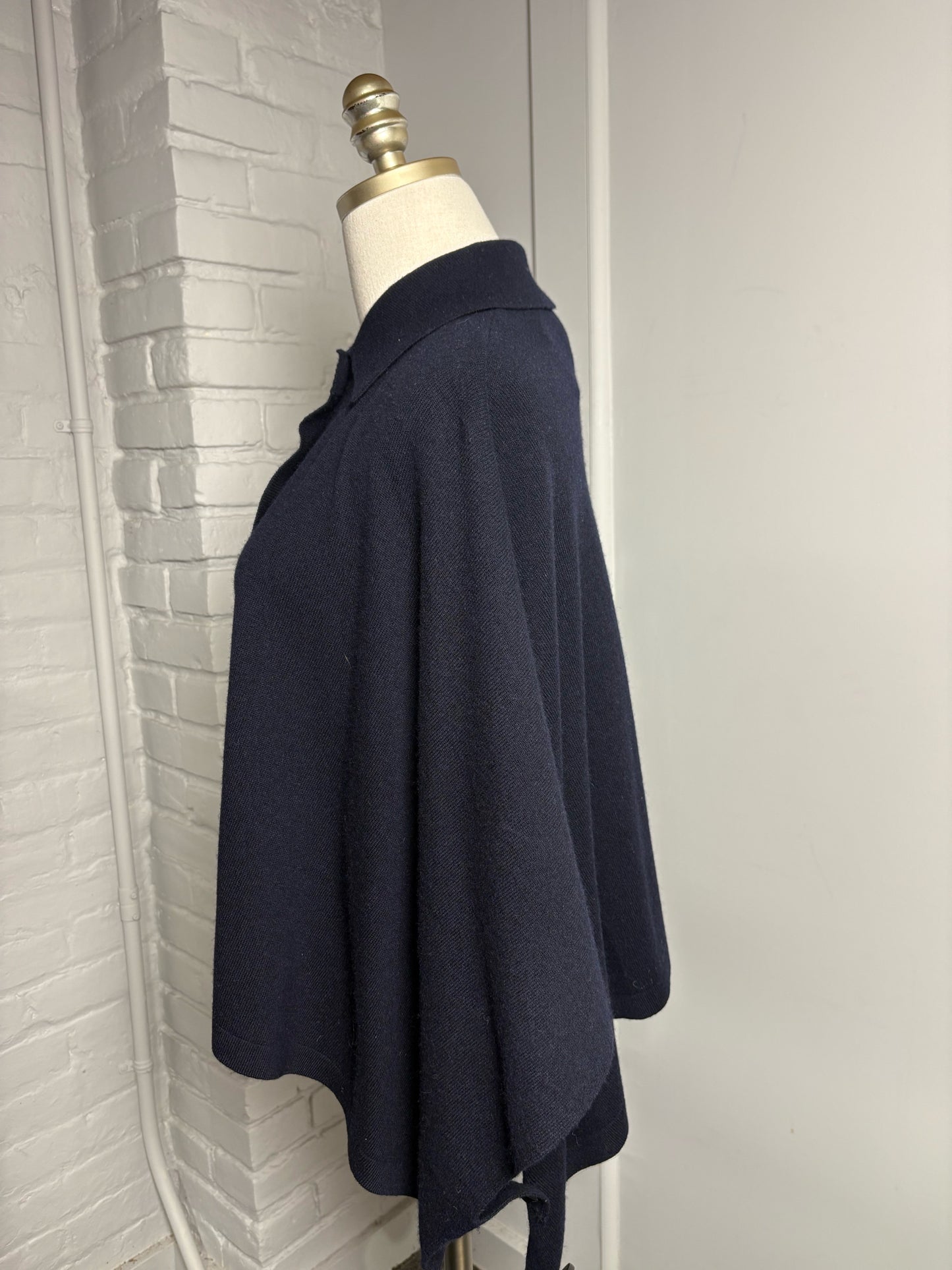 Women Size One Size Allude Dark Blue Cashmere Blend Cape Cardigan Sweater