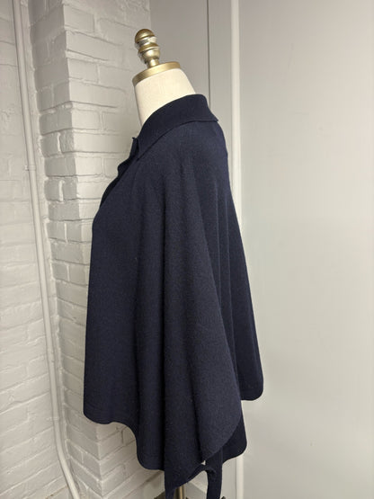 Women Size One Size Allude Dark Blue Cashmere Blend Cape Cardigan Sweater