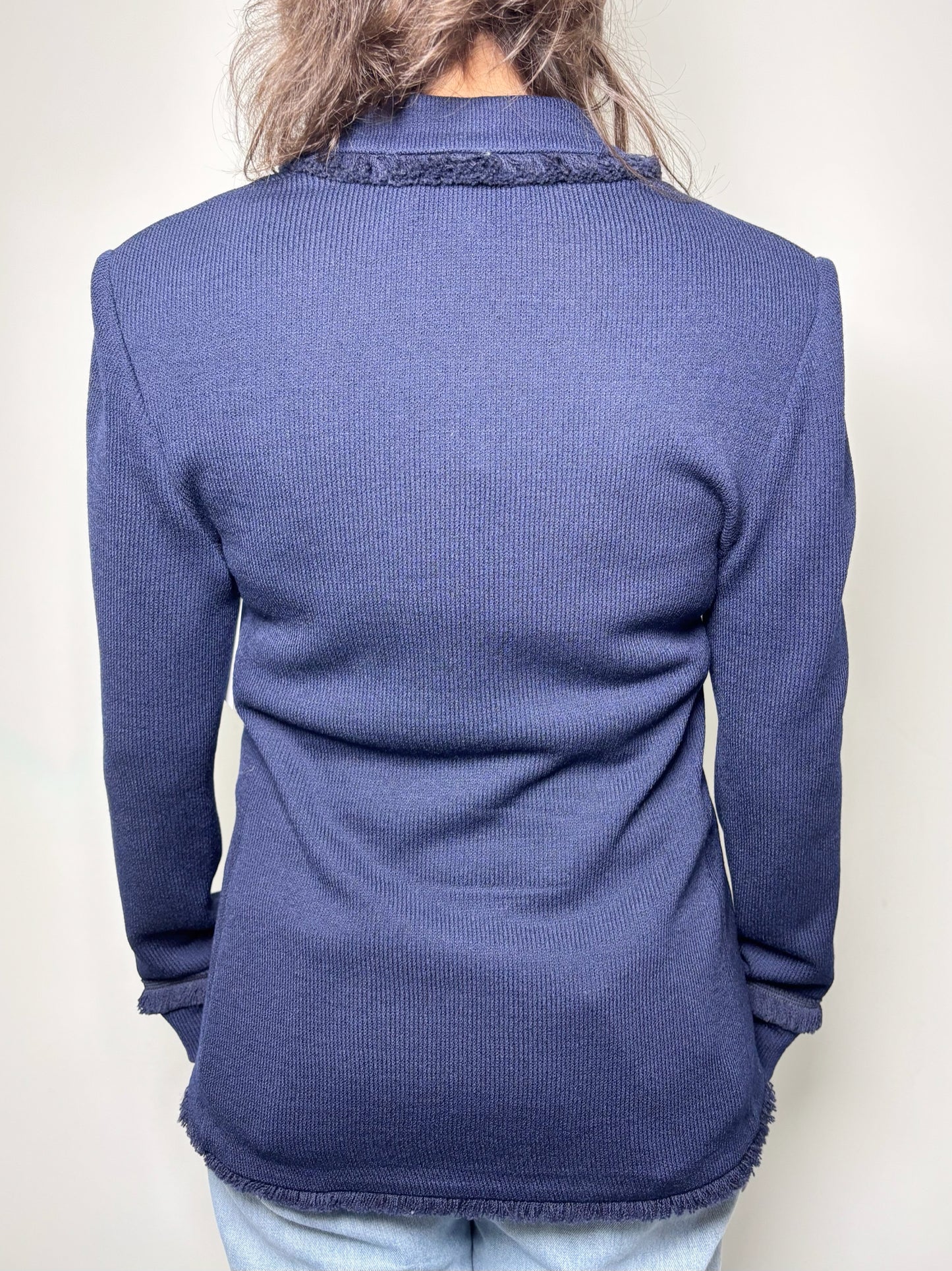 Women Size 6 St. John Navy Solid Wool Jacket