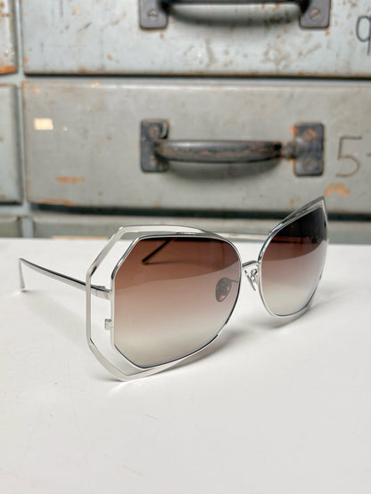 18k White Gold-Plated Linda Farrow White Gold Sunglasses