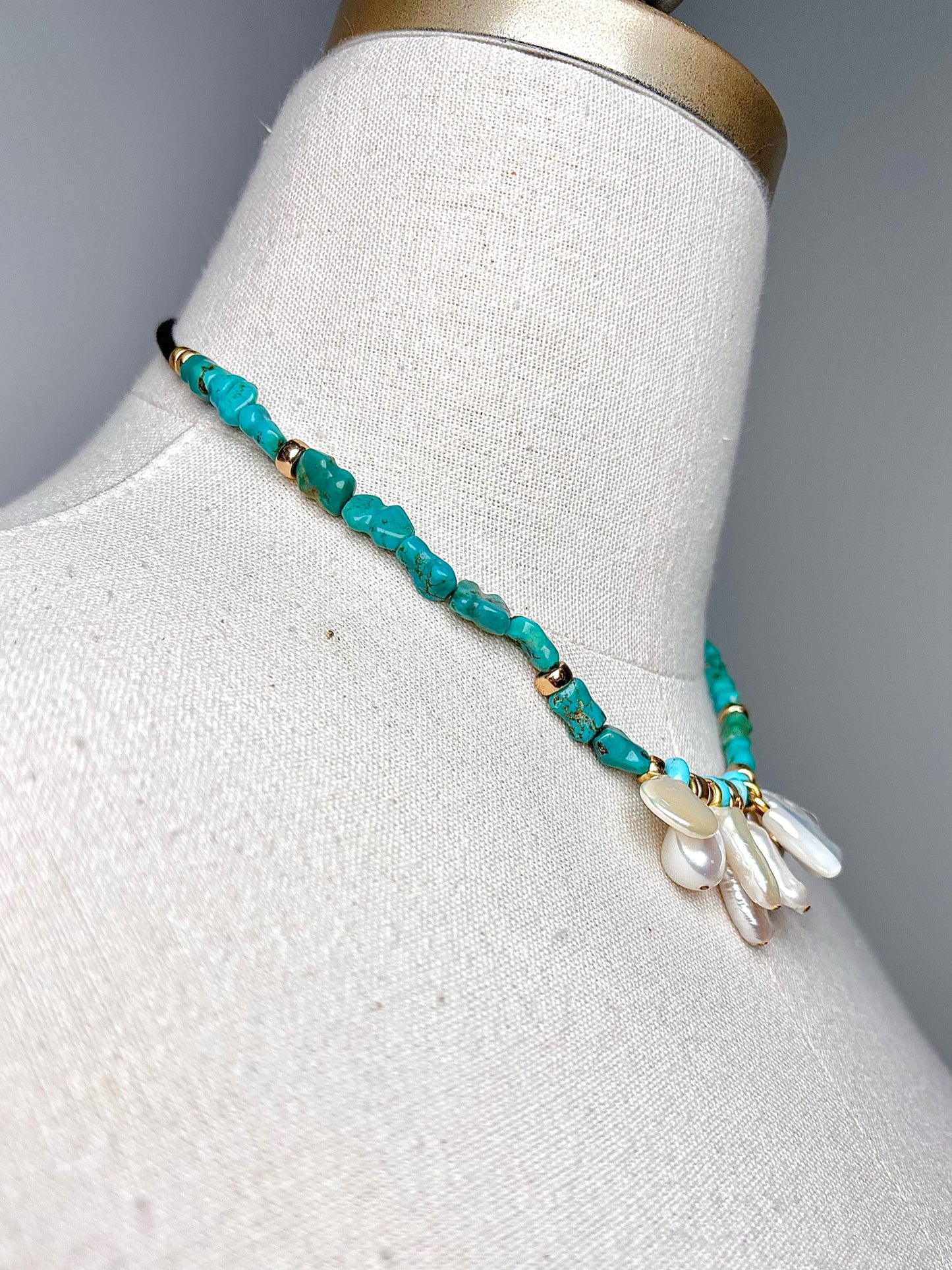 Lizzie Fortunato Turquoise, Freshwater Pearls Cord Necklace