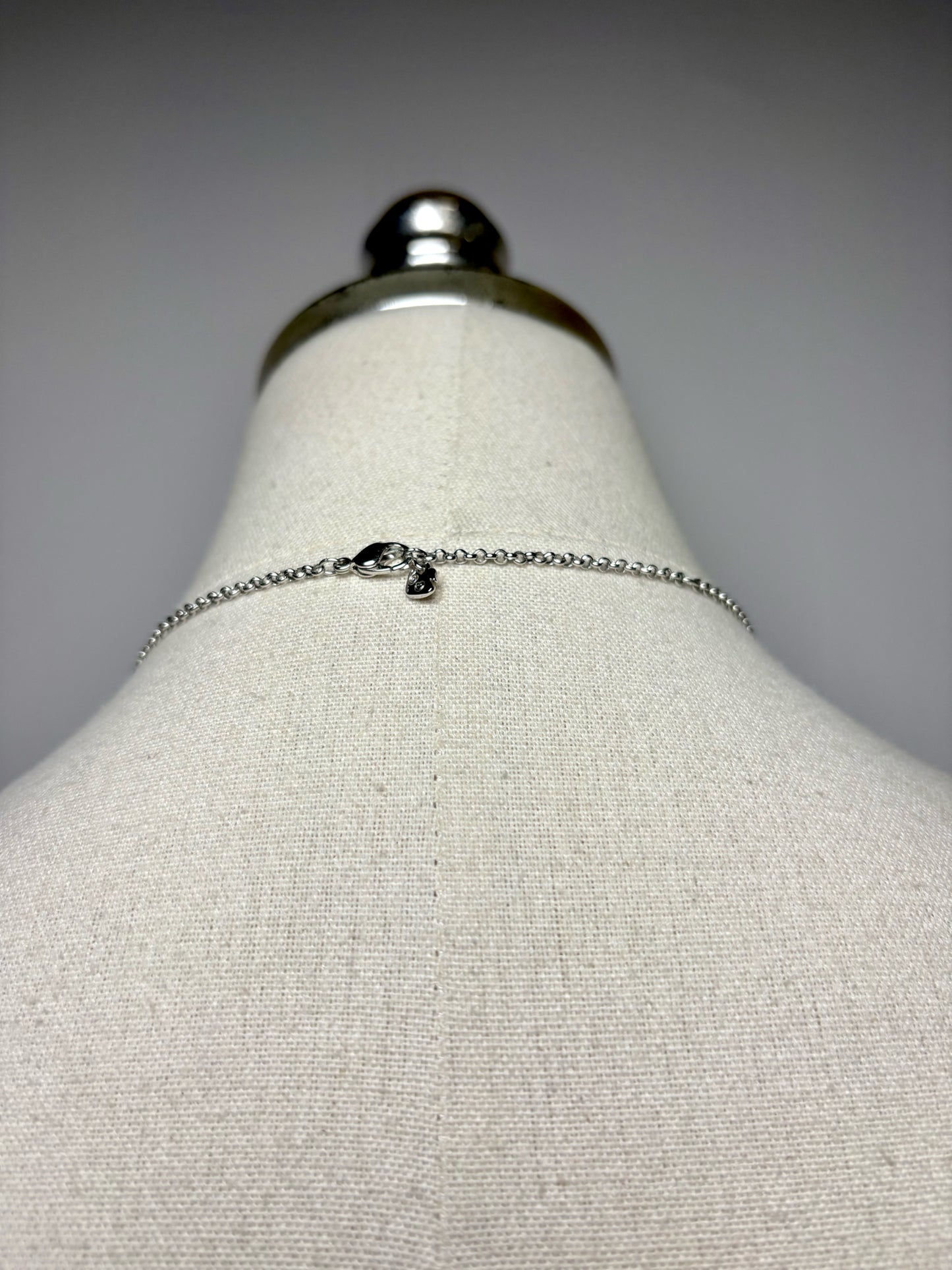 Women's Swarovski Jet Crystal Rhodium-Plated Brass Pre-Owned Circular Pendant Necklace 27.5"