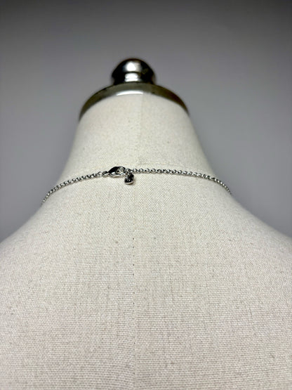 Women's Swarovski Jet Crystal Rhodium-Plated Brass Pre-Owned Circular Pendant Necklace 27.5"