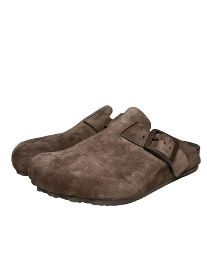 Women's Shoe Size 40 Authentic Balenciaga Sunday Mules Brown Suede Leather Pre-Owned Slip-Ons