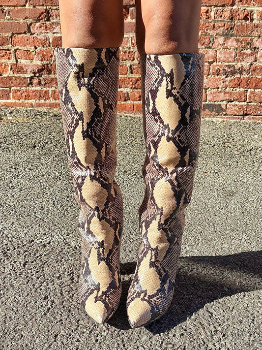 W Shoe Size 36 Paris Texas Animal Print Leather Snake Skin Pre-owned Boots
