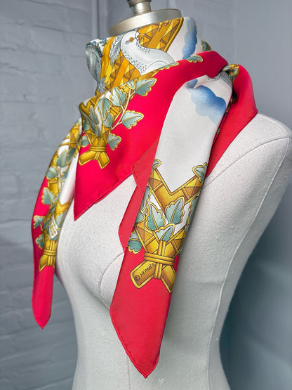 Hermes Birds Silk Multicolor Scarf