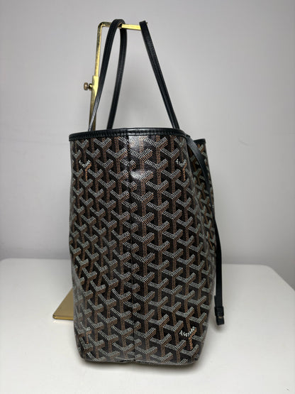 Women's Authentic Goyard Saint Louis PM Black Brown Goyardine Coated Canvas Pre-Owned Tote Bag