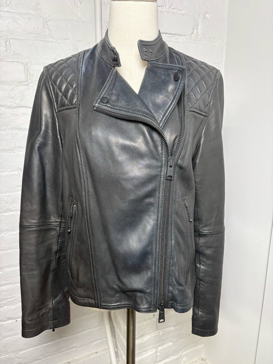 Women Size 10 All Saints Black Quilted Leather Jacket