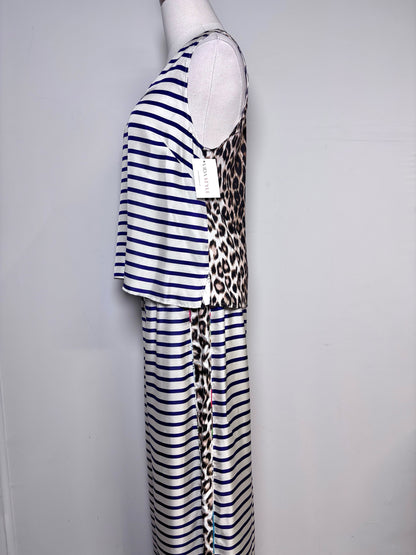 Women Size 2 La Prestic Ouiston Cream, Blue Striped, Animal Print 2 Piece Set