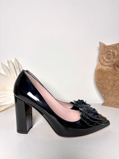 W Shoe Size 6.5 Kate Spade New York Black Leather Patent Heels