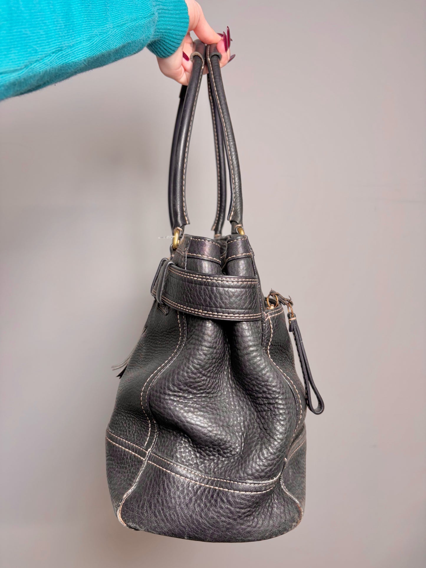 Leather Coach Solid Vintage Leather Black Purse