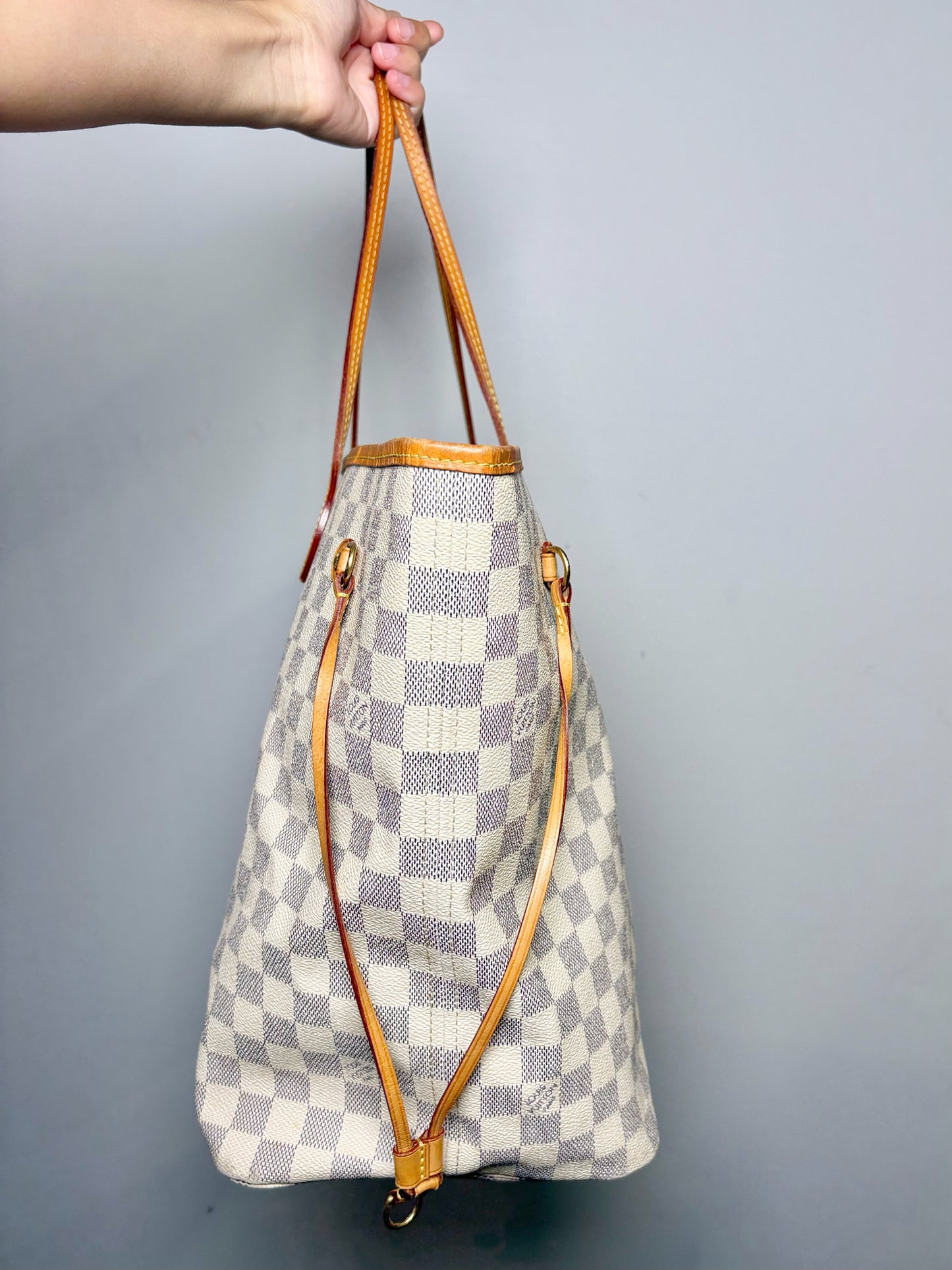 Coated Canvas Pre-owned Neverfull GM Damier Azur Louis Vuitton Bag