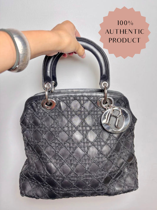 Christian Dior Cannage Stitch Granville Two Handles Satchel