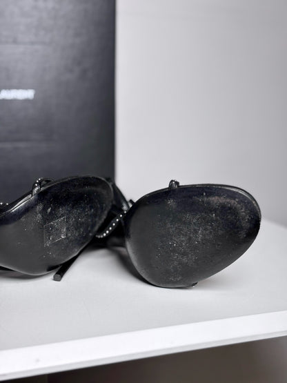 W Shoe Size 41 (10 - 10.5) Yves Saint Laurent Black Leather Calfskin Heels