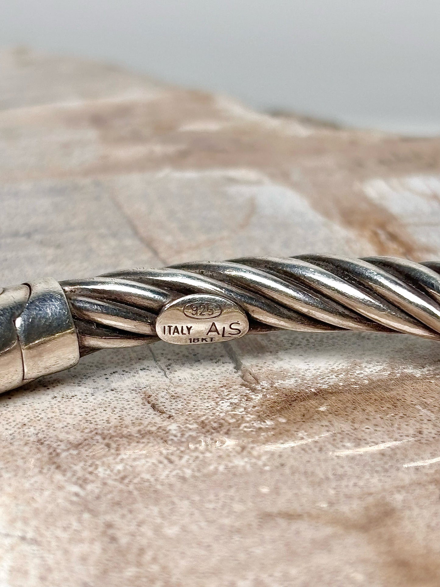 No Label Twisted Cable 18K ALS Italy 925 Bracelet
